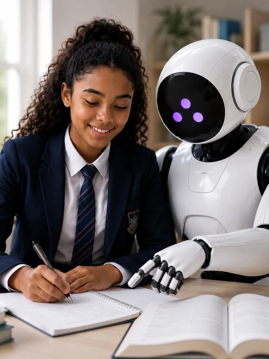 Gudai helping a high school learner with her homework